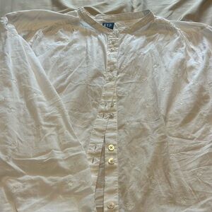 GAP white button down embellished blouse . Size L